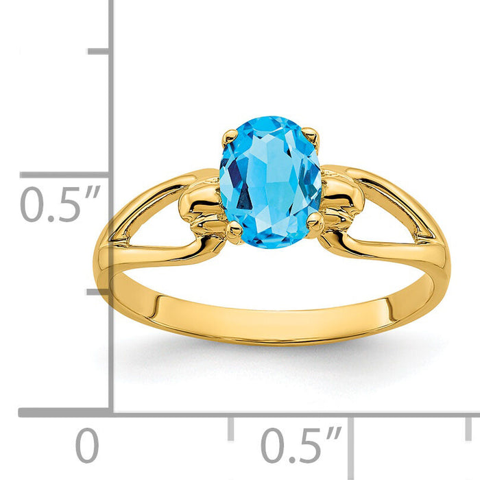14k 7x5mm Oval Blue Topaz ring-Y4641BT