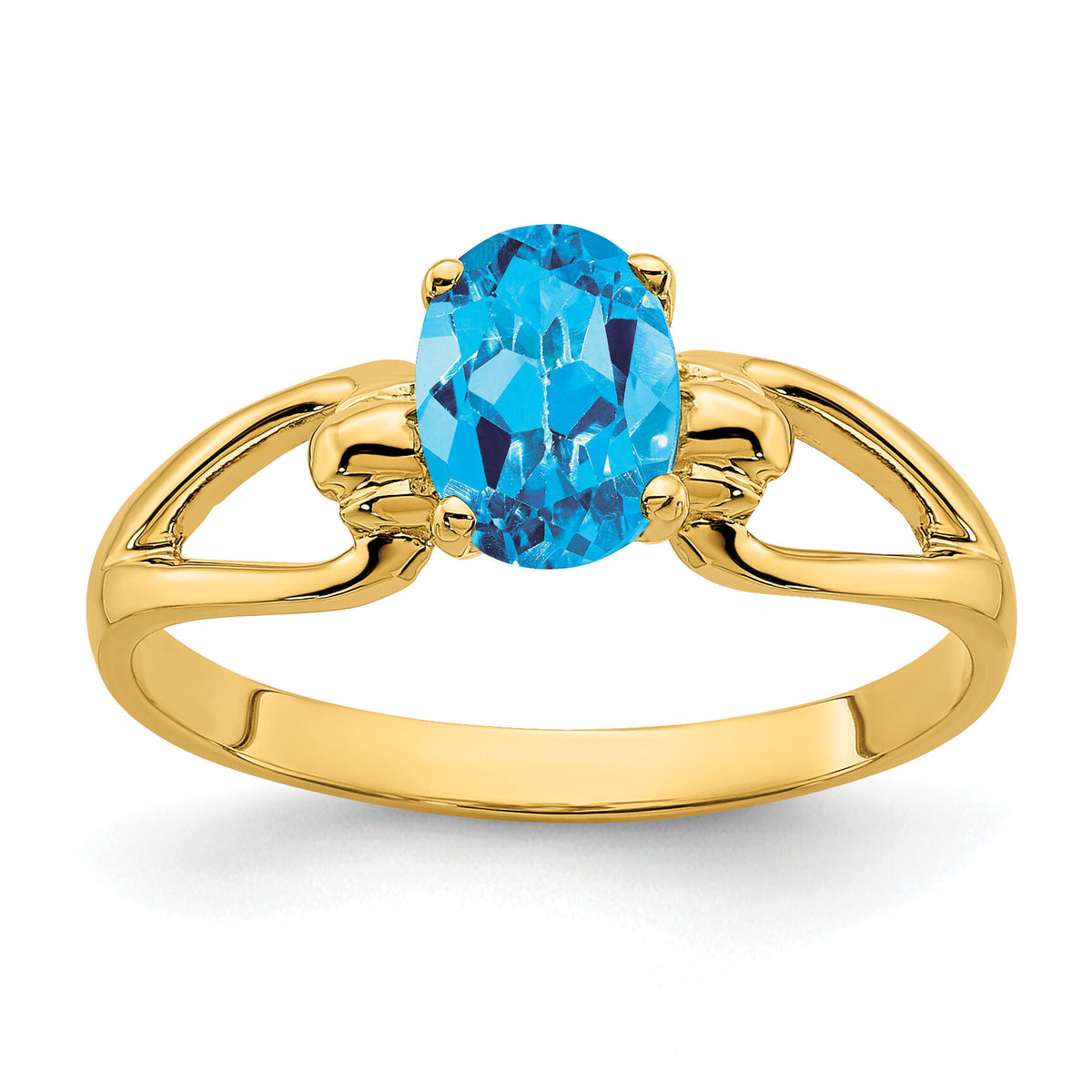 14k 7x5mm Oval Blue Topaz ring-Y4641BT