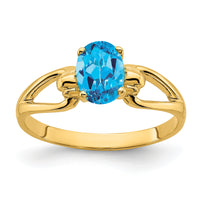 14k 7x5mm Oval Blue Topaz ring-Y4641BT
