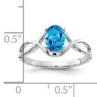 14k White Gold 7x5mm Oval Blue Topaz Ring-Y4645BT