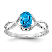 14k White Gold 7x5mm Oval Blue Topaz Ring-Y4645BT