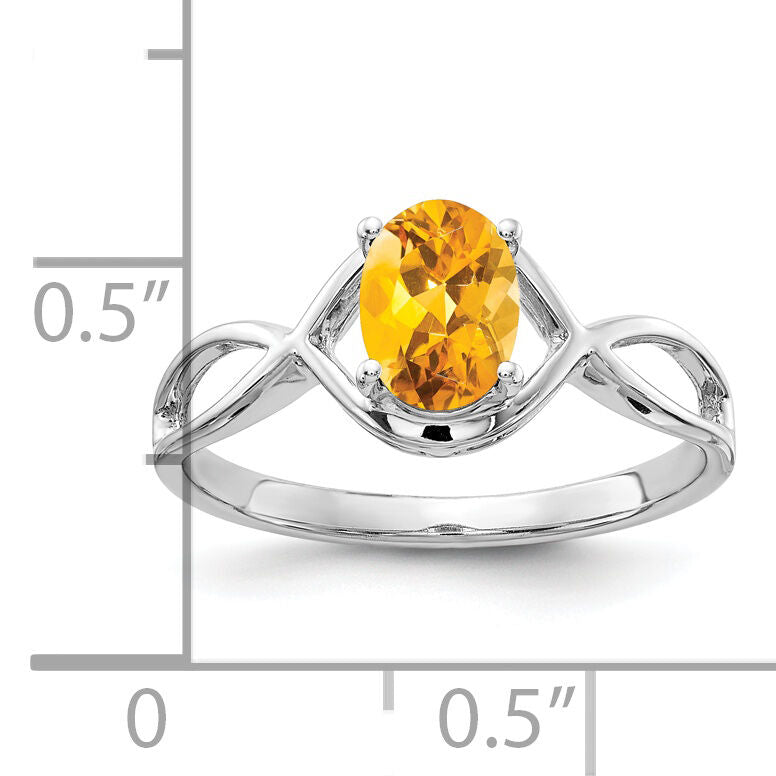 14k White Gold 7x5mm Oval Citrine Ring-Y4645CI