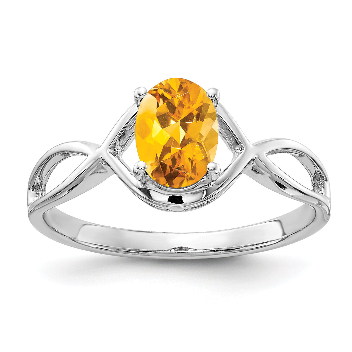 14k White Gold 7x5mm Oval Citrine Ring-Y4645CI