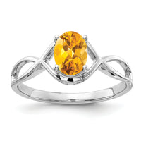 14k White Gold 7x5mm Oval Citrine Ring-Y4645CI