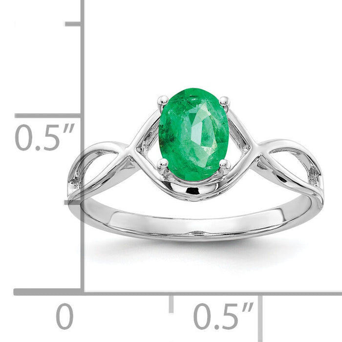 14k White Gold 7x5mm Oval Emerald Ring-Y4645E