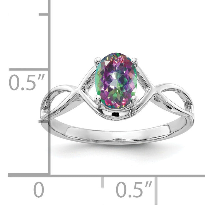14k White Gold 7x5mm Oval Fire Topaz Ring-Y4645FT