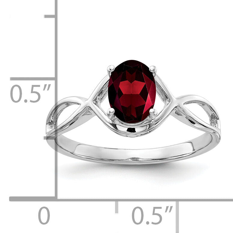 14k White Gold 7x5mm Oval Garnet Ring-Y4645GA