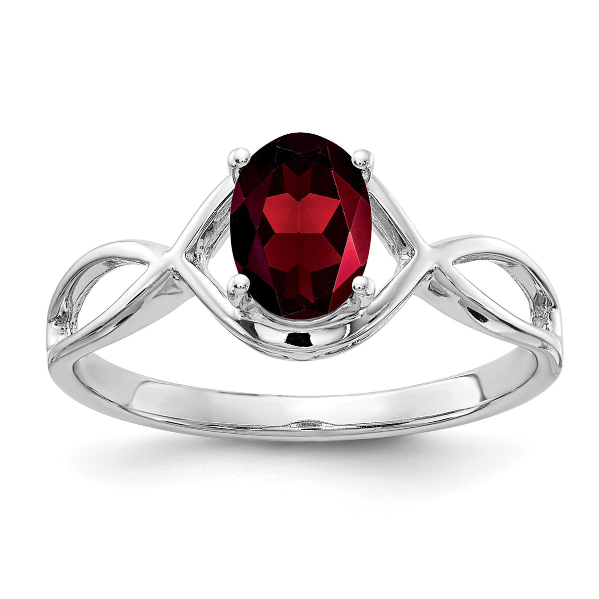 14k White Gold 7x5mm Oval Garnet Ring-Y4645GA