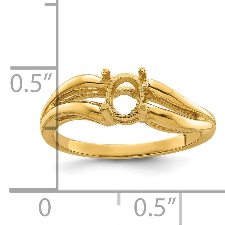 14k 6x4mm Oval Gemstone Ring Mounting-Y4646