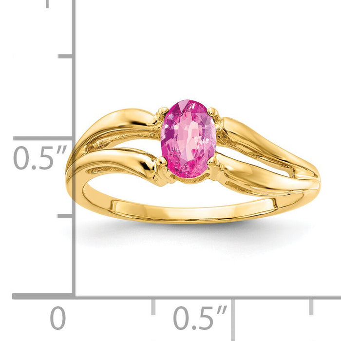 14k 6x4mm Oval Pink Sapphire ring-Y4646SP