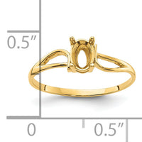 14k 6x4mm Oval Gemstone Ring Mounting-Y4648