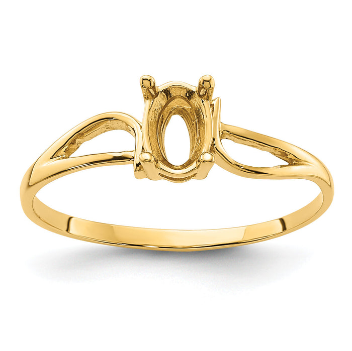 14k 6x4mm Oval Gemstone Ring Mounting-Y4648
