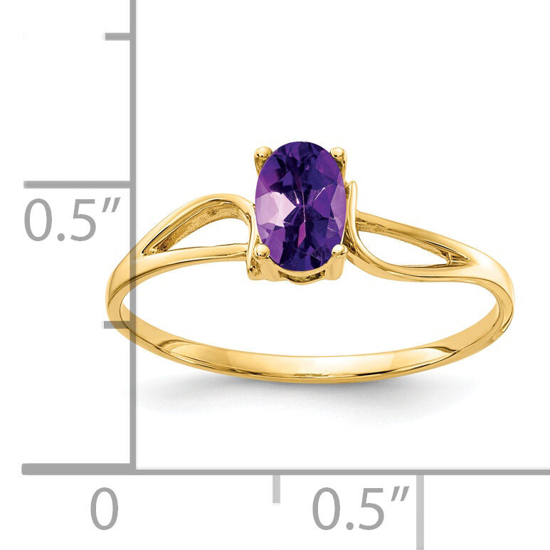 14k 6x4mm Oval Amethyst ring-Y4648AM