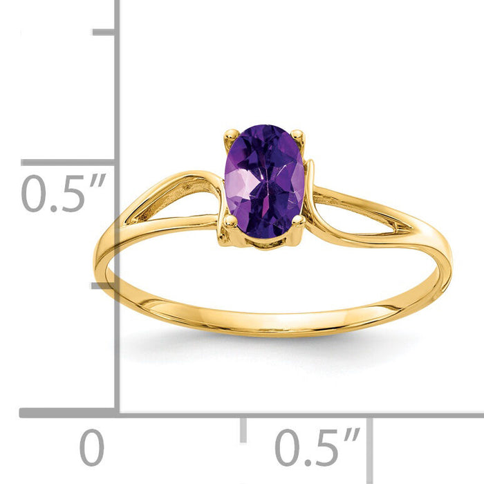 14k 6x4mm Oval Amethyst ring-Y4648AM