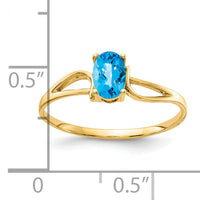 14k 6x4mm Oval Blue Topaz Checker ring-Y4648BC