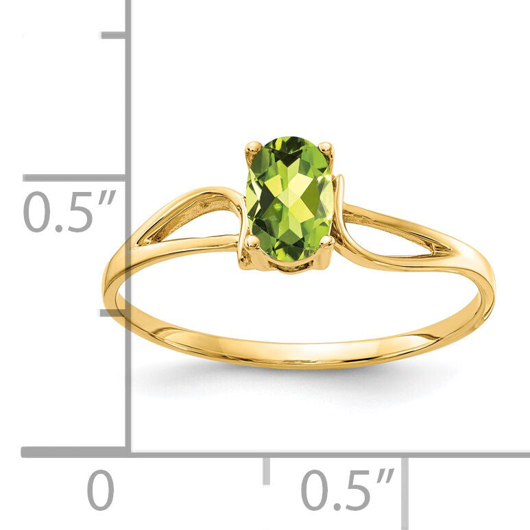 14k 6x4mm Oval Peridot ring-Y4648PE