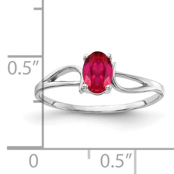 14k White Gold 6x4mm Oval Ruby ring-Y4649R