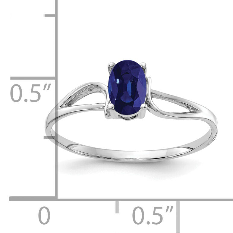 14k White Gold 6x4mm Oval Sapphire ring-Y4649S