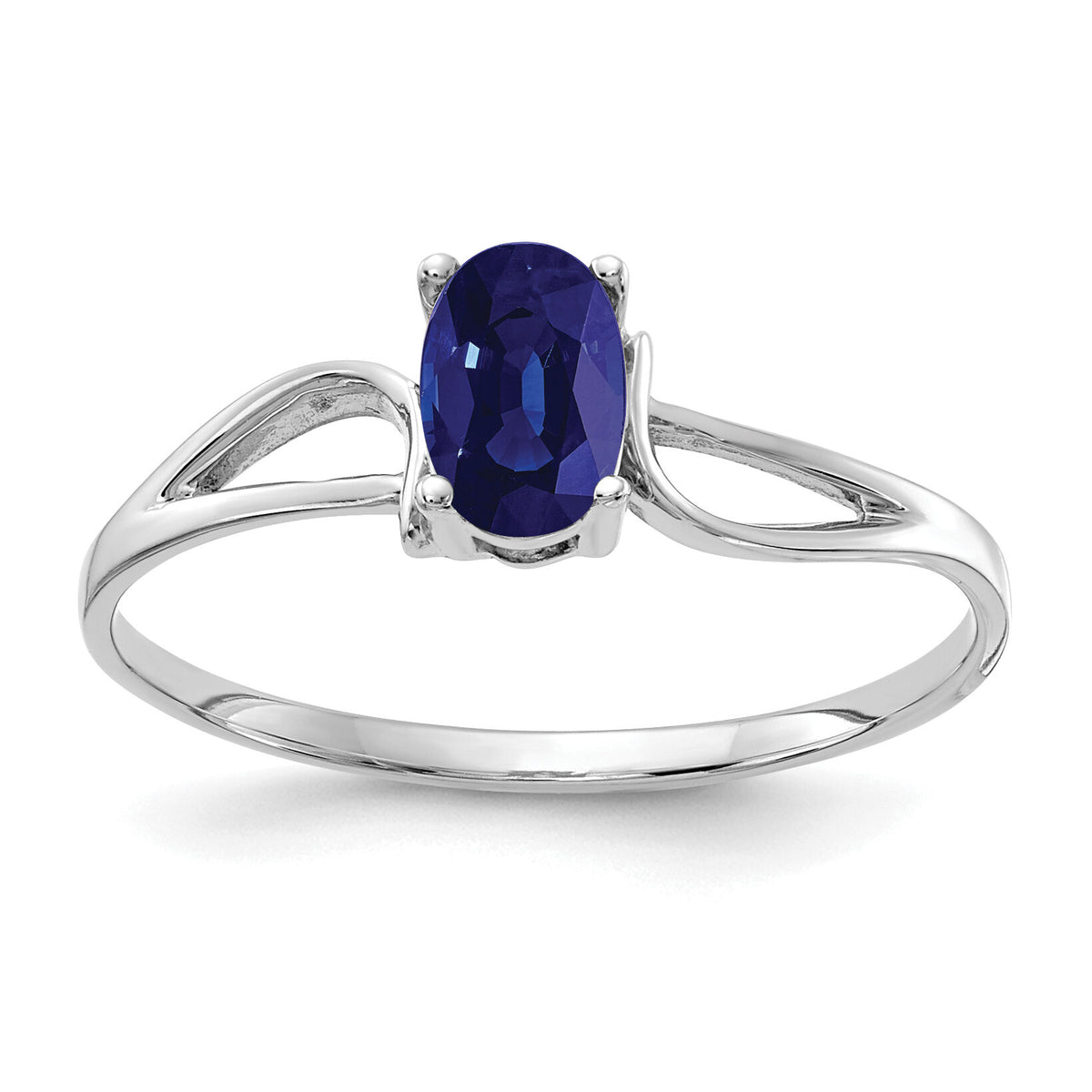 14k White Gold 6x4mm Oval Sapphire ring-Y4649S
