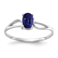 14k White Gold 6x4mm Oval Sapphire ring-Y4649S