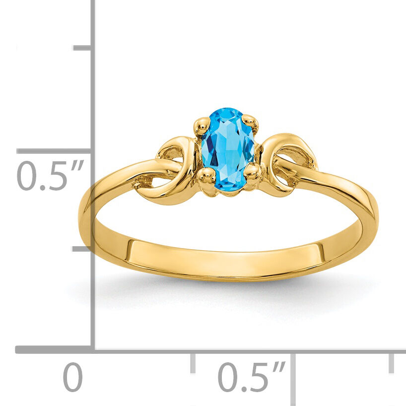 14k 5x3mm Oval Blue Topaz ring-Y4650BT