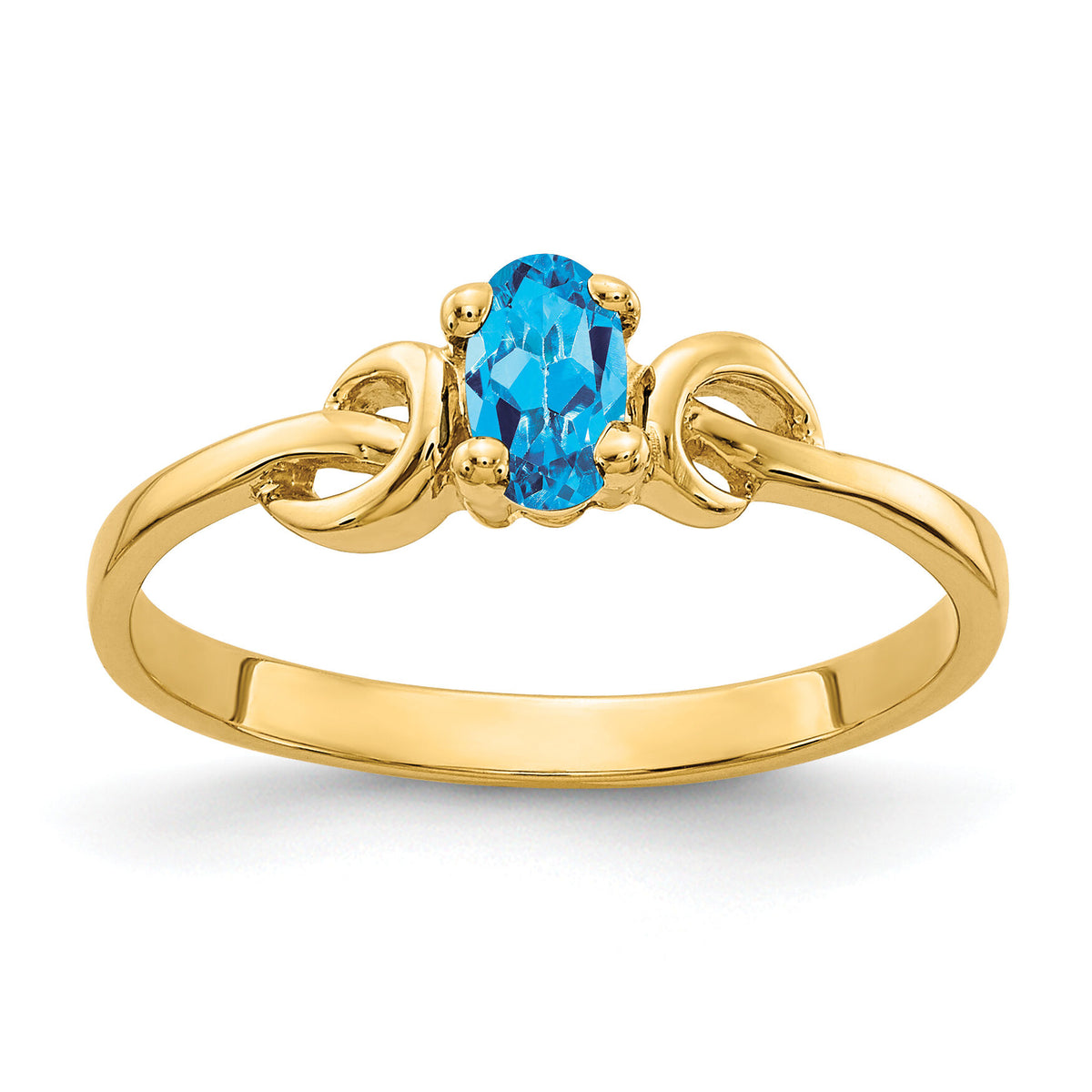 14k 5x3mm Oval Blue Topaz ring-Y4650BT