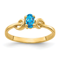 14k 5x3mm Oval Blue Topaz ring-Y4650BT