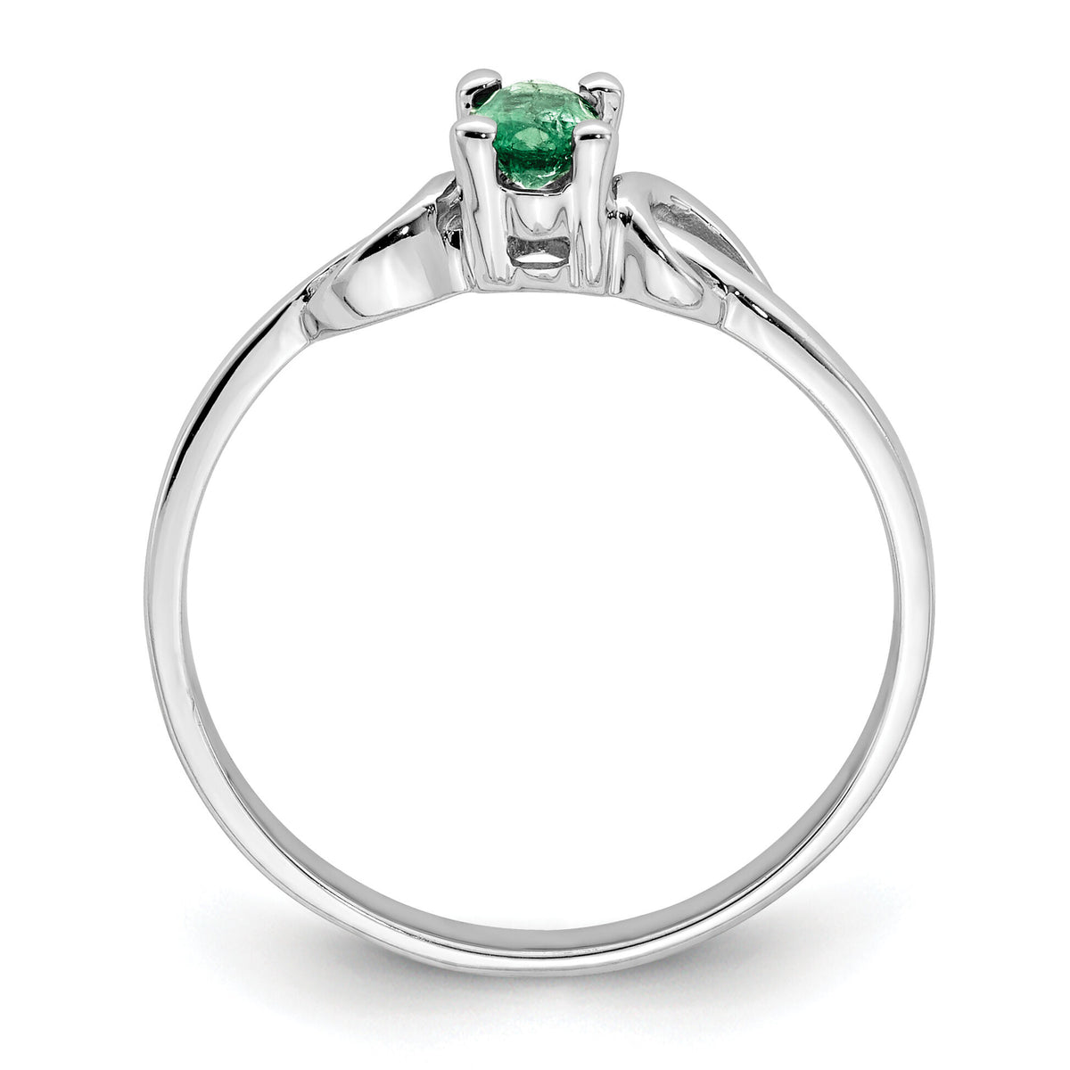 14k White Gold 5x3mm Oval Emerald ring-Y4651E
