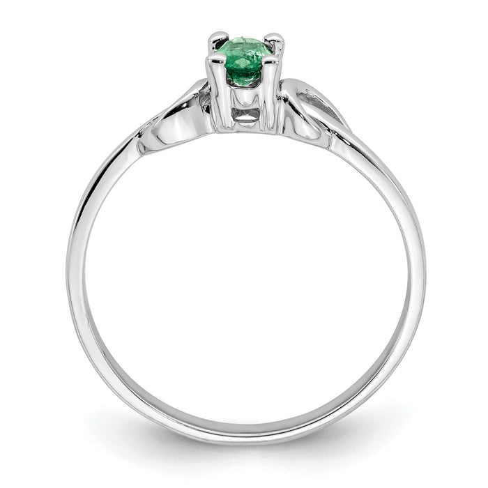14k White Gold 5x3mm Oval Emerald ring-Y4651E