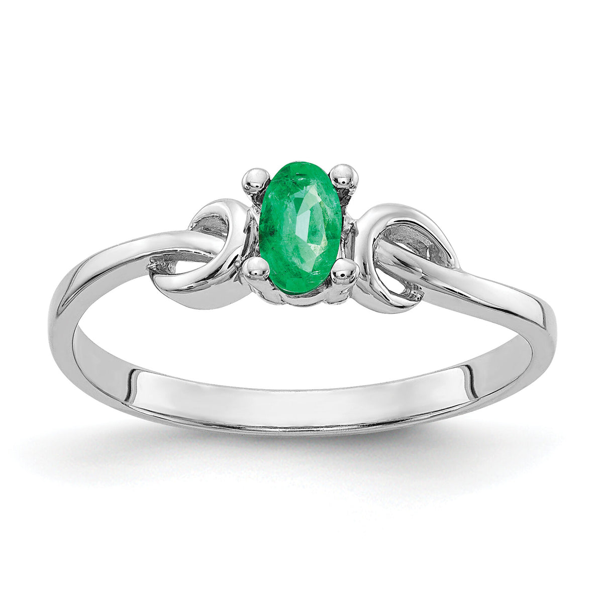 14k White Gold 5x3mm Oval Emerald ring-Y4651E