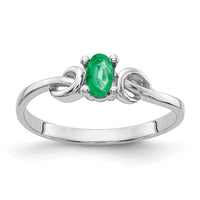 14k White Gold 5x3mm Oval Emerald ring-Y4651E