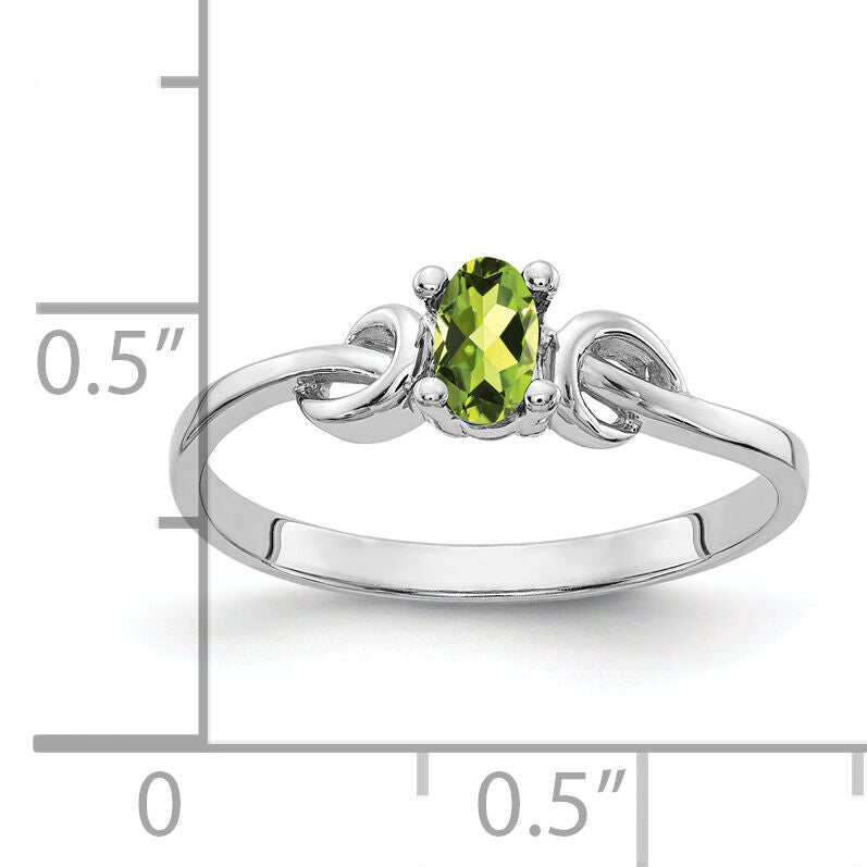 14k White Gold 5x3mm Oval Peridot ring-Y4651PE