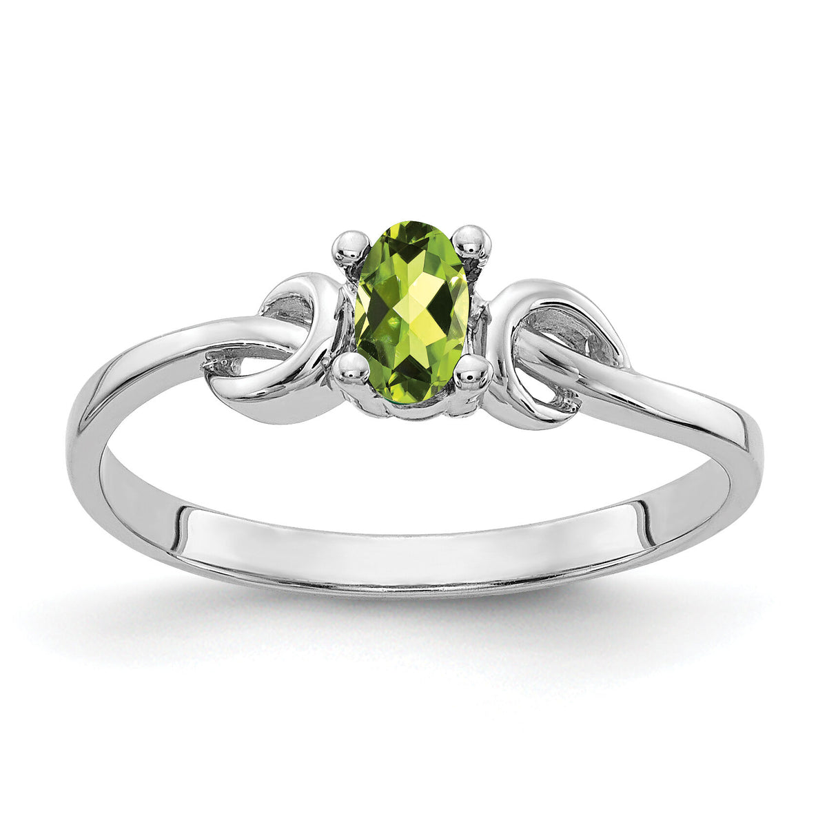 14k White Gold 5x3mm Oval Peridot ring-Y4651PE