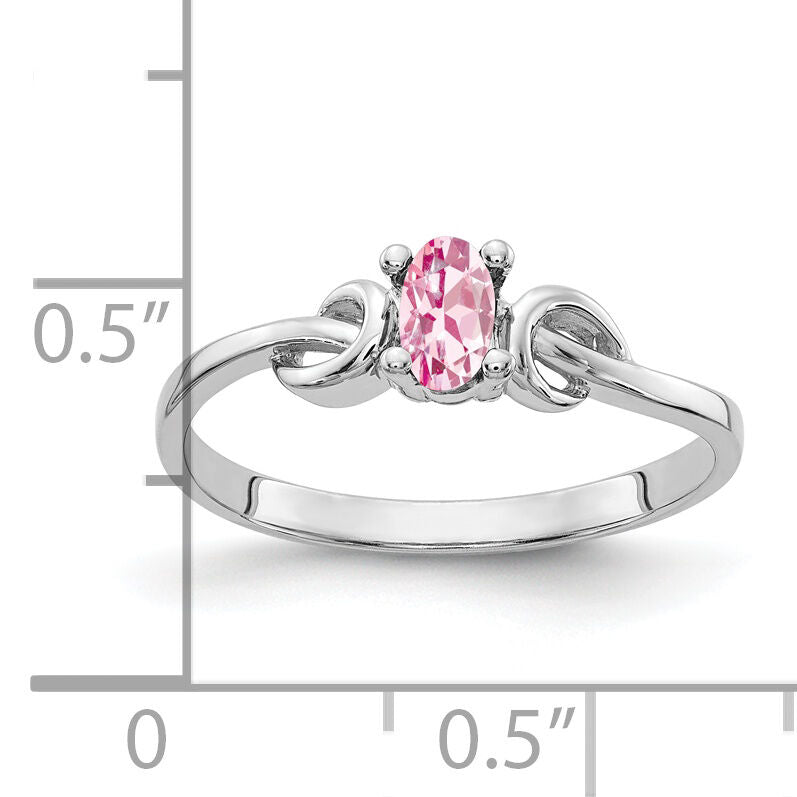 14k White Gold 5x3mm Oval Pink Tourmaline Ring-Y4651PT