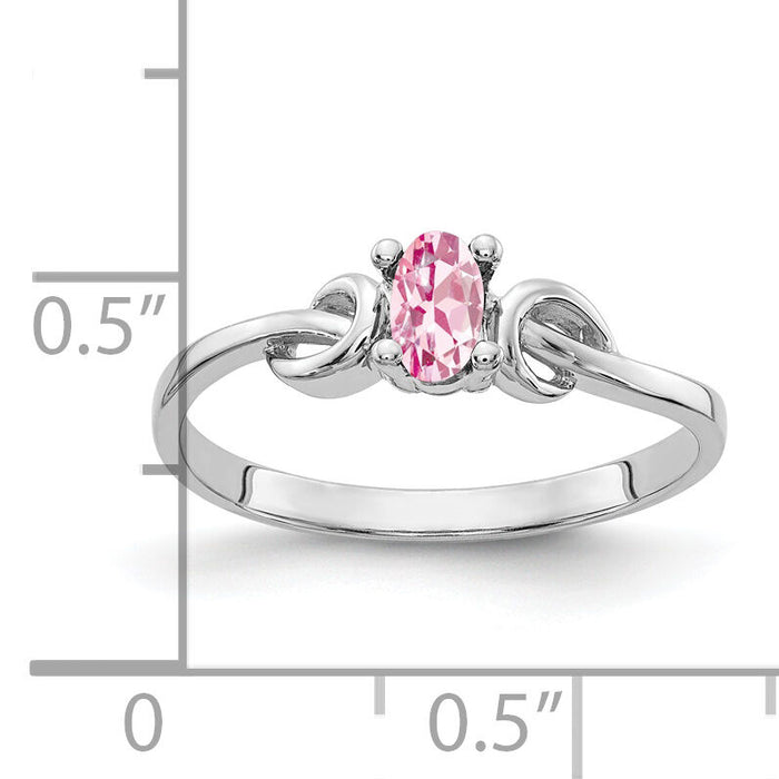 14k White Gold 5x3mm Oval Pink Tourmaline Ring-Y4651PT