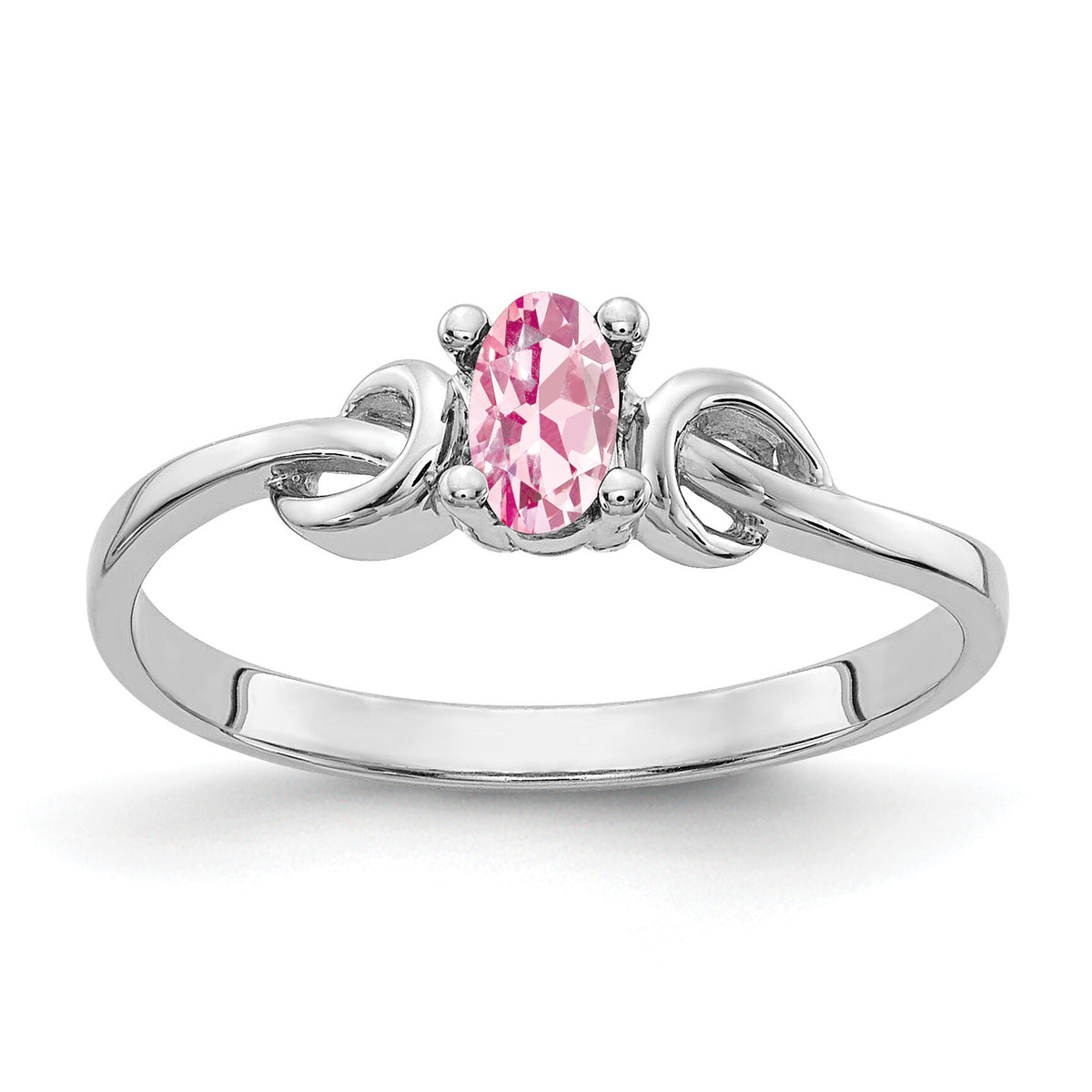 14k White Gold 5x3mm Oval Pink Tourmaline Ring-Y4651PT