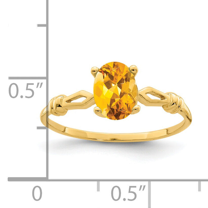 14k 7x5mm Oval Citrine ring-Y4654CI