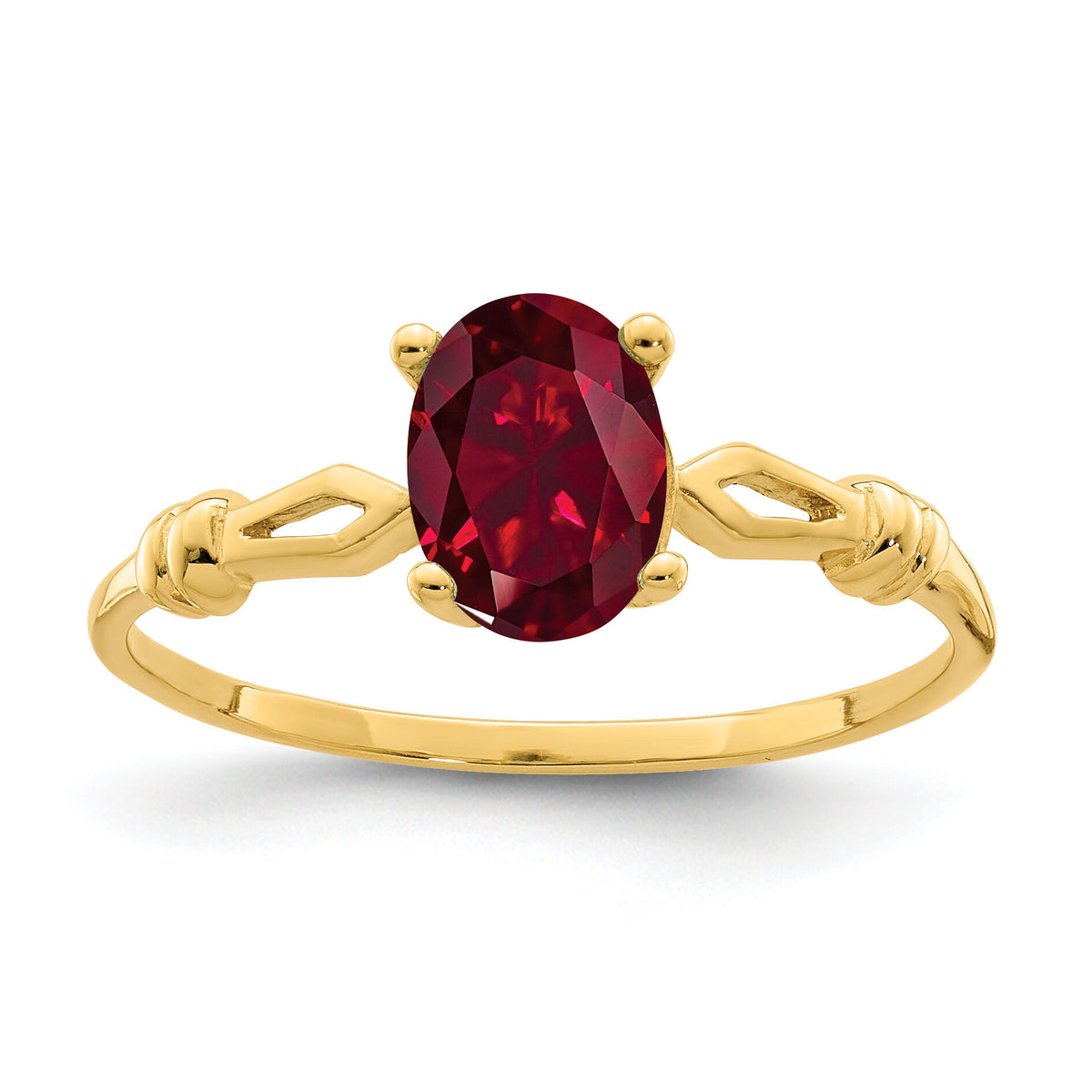 14k 7x5mm Oval Created Ruby ring-Y4654CR