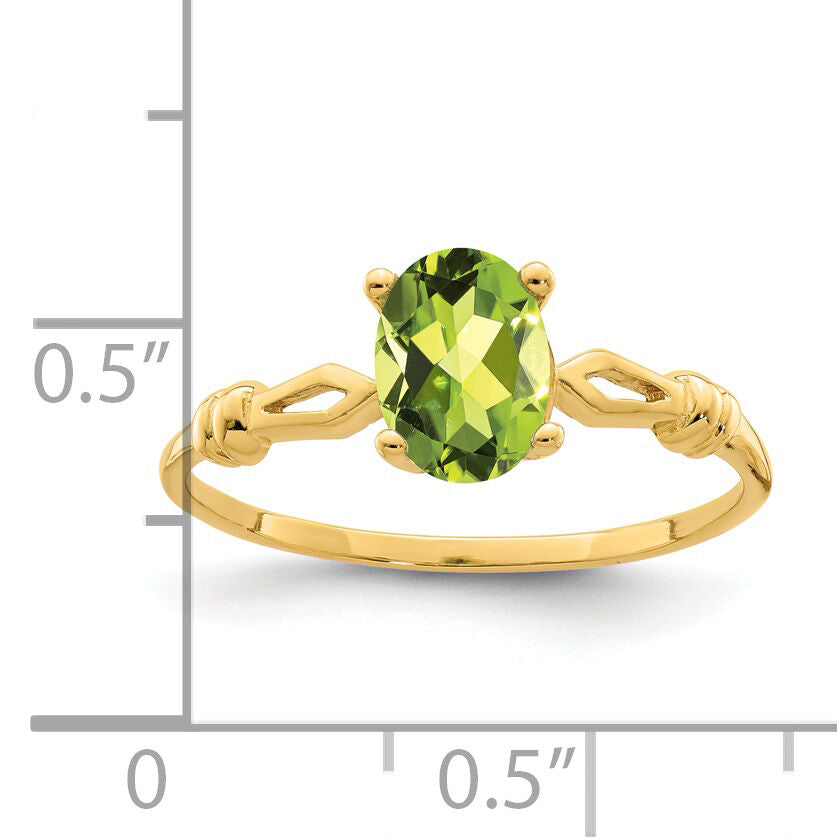14k 7x5mm Oval Peridot ring-Y4654PE