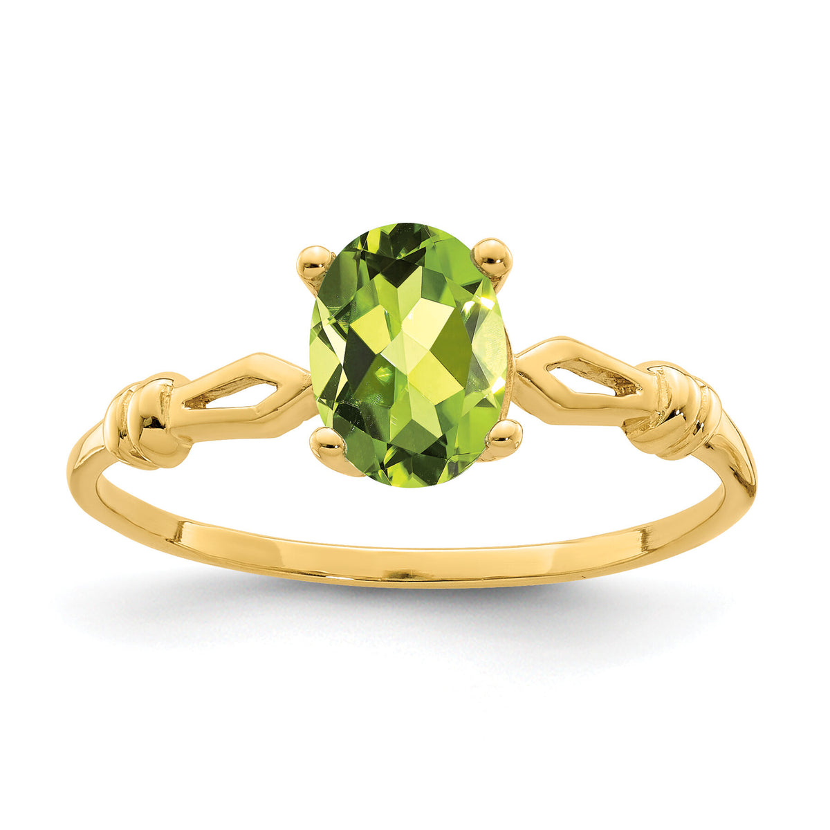 14k 7x5mm Oval Peridot ring-Y4654PE