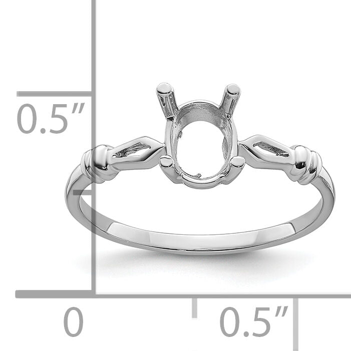 14k White Gold 7x5mm Oval Gemstone Ring Mounting-Y4655