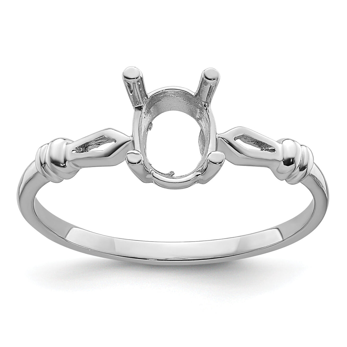 14k White Gold 7x5mm Oval Gemstone Ring Mounting-Y4655