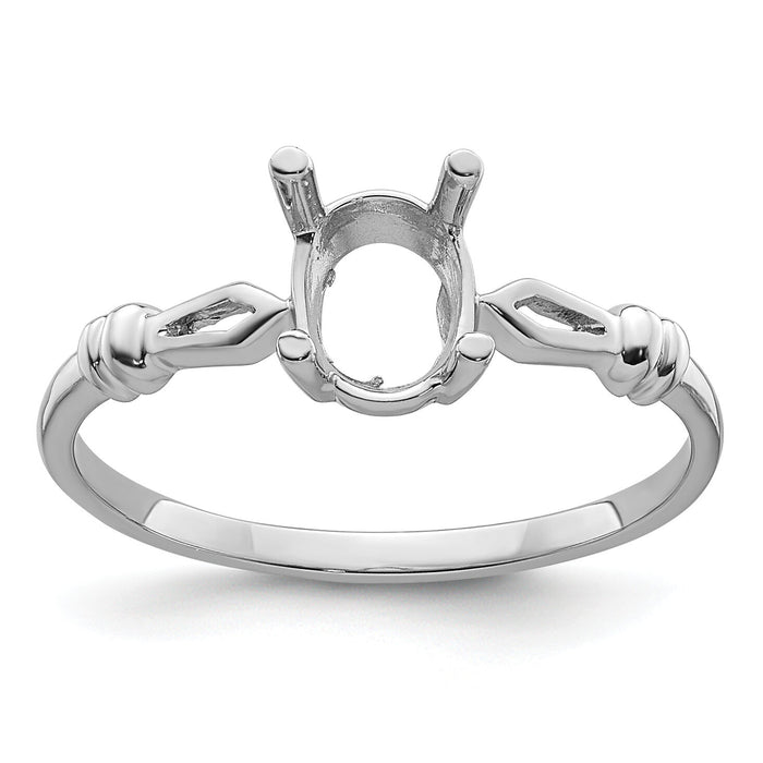 14k White Gold 7x5mm Oval Gemstone Ring Mounting-Y4655