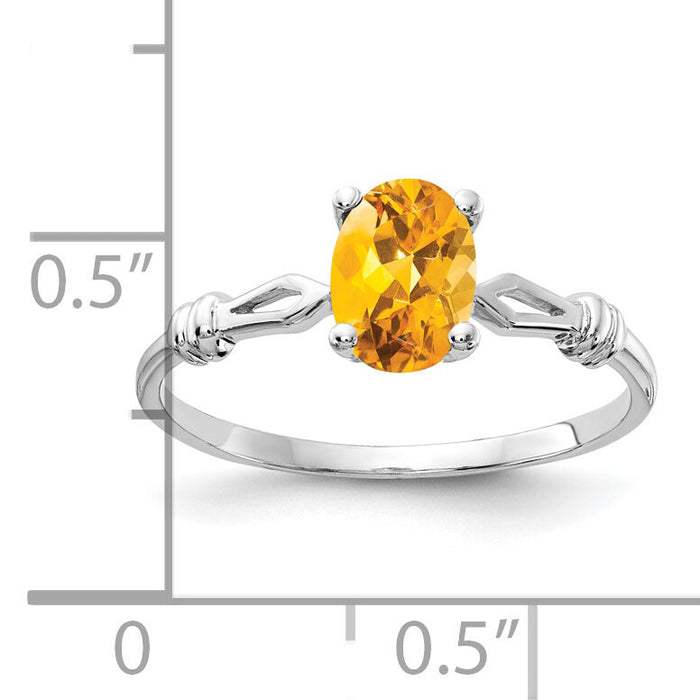 14k White Gold 7x5mm Oval Citrine ring-Y4655CI