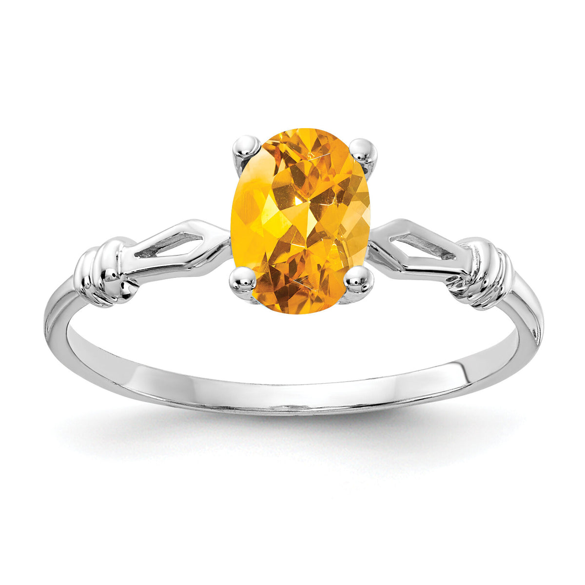14k White Gold 7x5mm Oval Citrine ring-Y4655CI