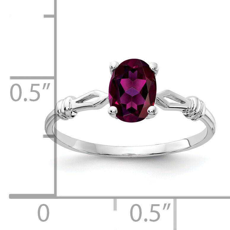 14k White Gold 7x5mm Oval Rhodolite Garnet ring-Y4655RG