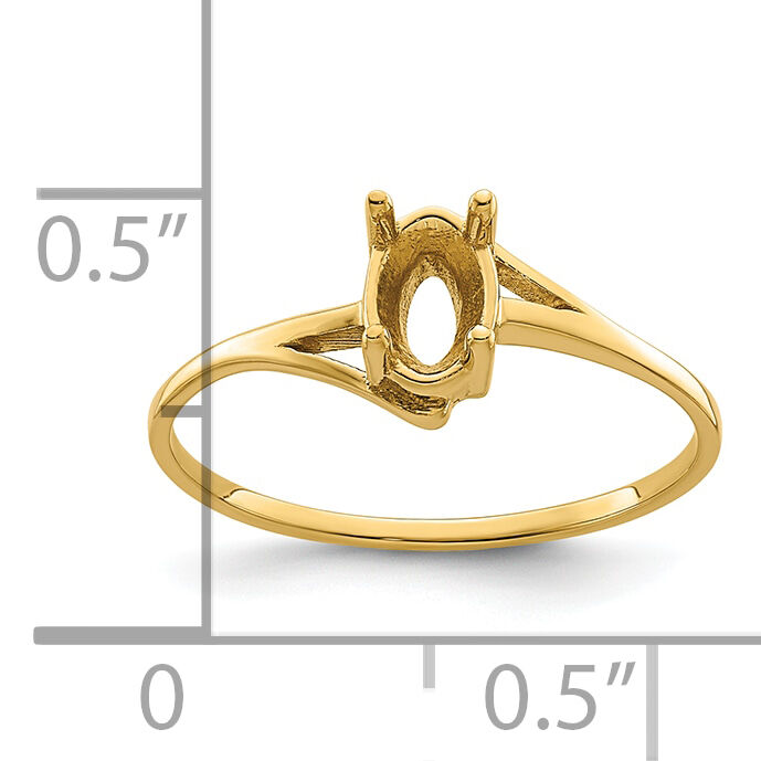 14k 6x4mm Oval Gemstone Ring Mounting-Y4659