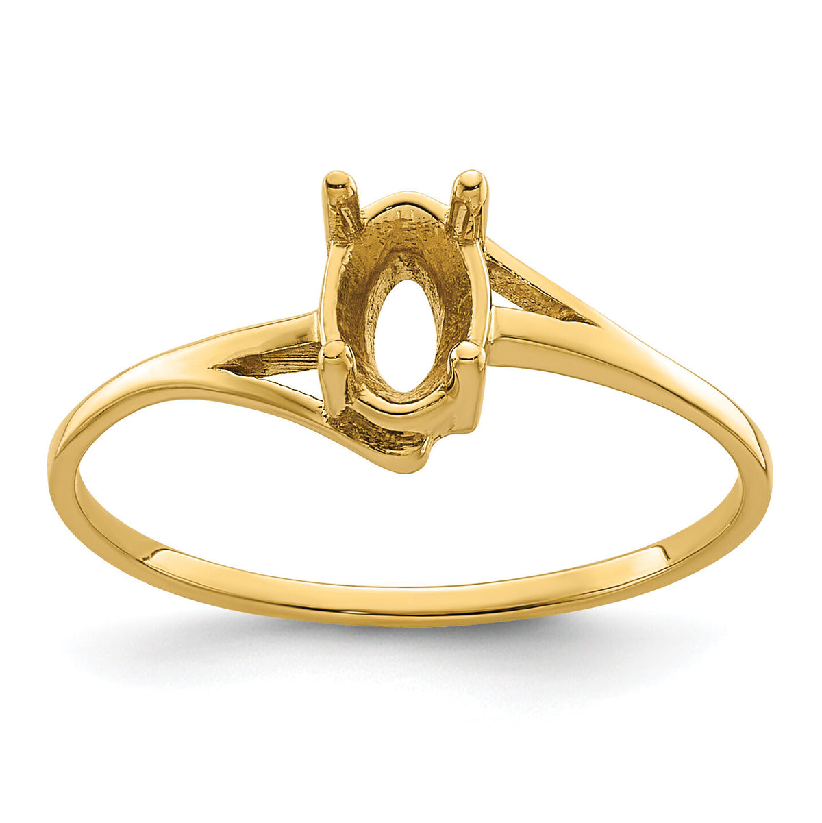 14k 6x4mm Oval Gemstone Ring Mounting-Y4659