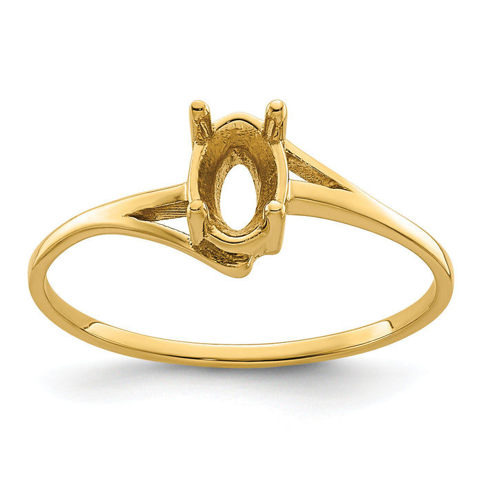 14k 6x4mm Oval Gemstone Ring Mounting-Y4659
