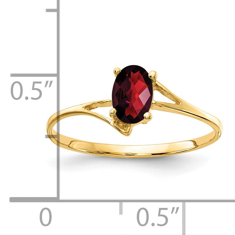 14k 6x4mm Oval Garnet Checker ring-Y4659GC